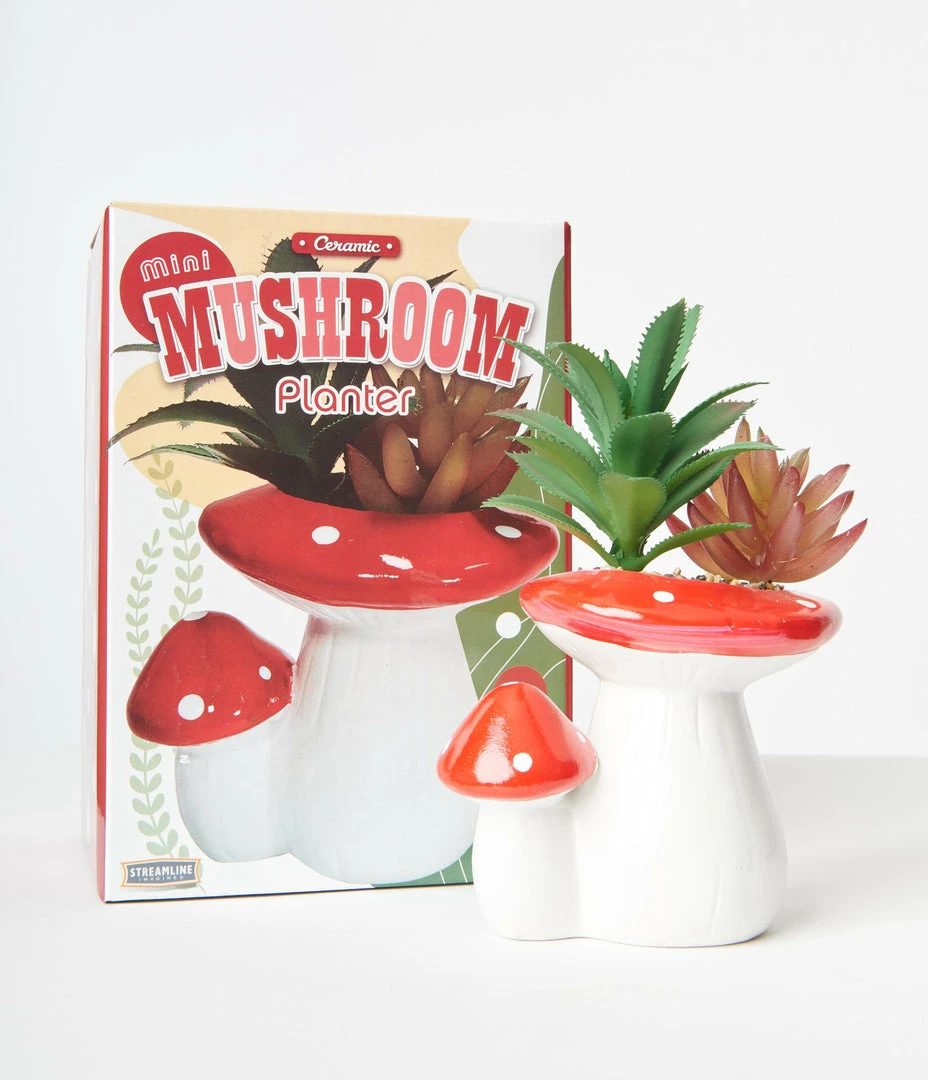 Faire (Streamline) Mini Mushroom Planter & Faux Succulent