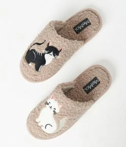 Infinity Classics International (Faire) Shoes Black & White Kitten Plush Slippers