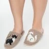 Infinity Classics International (Faire) Shoes Black & White Kitten Plush Slippers