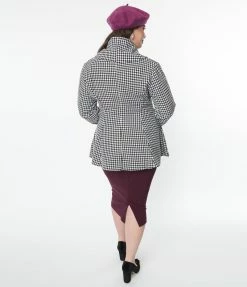 Atixo GmbH (Belsira) (Faire) Plus Size Black & White Houndstooth Skirted Coat