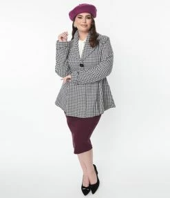 Atixo GmbH (Belsira) (Faire) Plus Size Black & White Houndstooth Skirted Coat