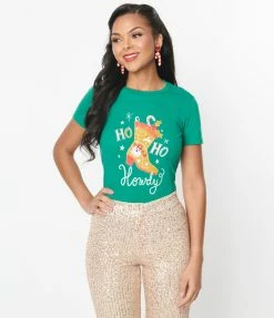 Unique Vintage Ho Ho Ho Howdy Fitted Graphic Tee Clothing