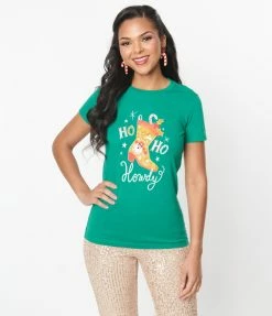 Unique Vintage Ho Ho Ho Howdy Fitted Graphic Tee Clothing