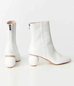 Unique Vintage White Leatherette Ball Heel Booties Unique Vintage Brand