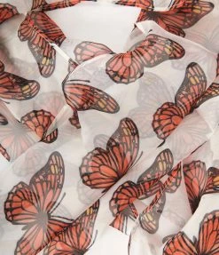 Smak Parlour Ivory & Monarch Butterflies Long Hair Scarf