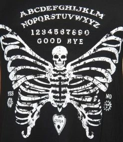 Lifestyle Group (UK) Ltd Clothing Black Ouija Winged Skeleton Long Vest Top
