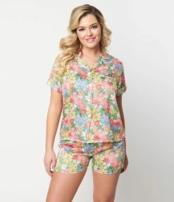 Spikes And Seams Flowerland Satin Pajama Set New Arrivals!