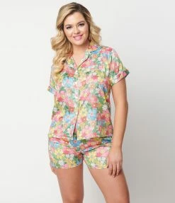 Spikes And Seams Flowerland Satin Pajama Set New Arrivals!