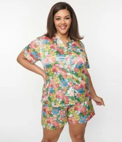Spikes And Seams Plus Size Flowerland Pajama Set New Arrivals!