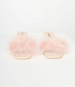 Song And Sol Mauve Marabou Feather Slipper Heels
