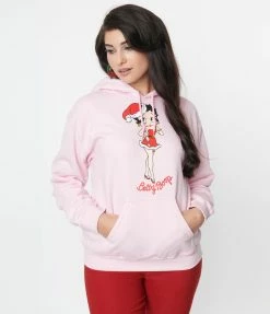 Betty Boop X Unique Vintage Pink Holiday Hoodie Clothing