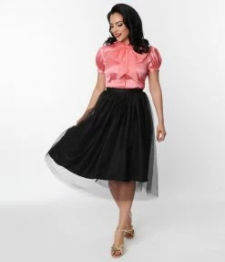 Magnolia Place Black Tulle Midi Skirt