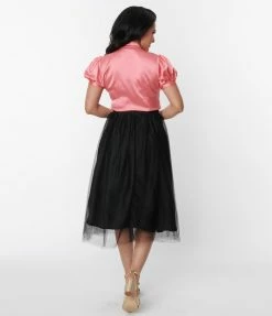Magnolia Place Black Tulle Midi Skirt