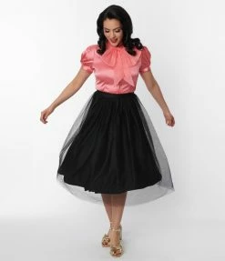 Magnolia Place Black Tulle Midi Skirt