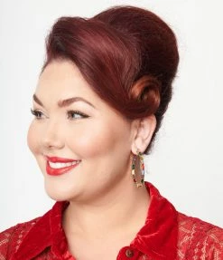 Joia Accessories Rainbow Rhinestone Hoop Earrings