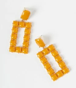 Joia Orange Rectangle Drop Earrings Accessories