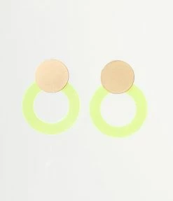 Joia Round Neon & Gold Drop Earrings Accessories
