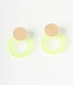 Joia Round Neon & Gold Drop Earrings Accessories