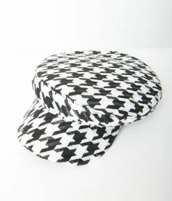 Joia Accessories Black & White Houndstooth Baker Boy Cap