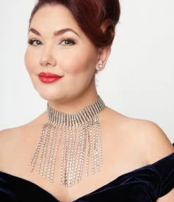 Joia Rhinestone Fringe Choker & Earring Set Accessories