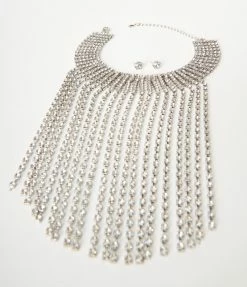 Joia Rhinestone Fringe Choker & Earring Set Accessories