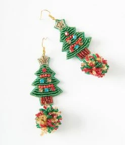 Joia Accessories Christmas Tree Beaded Drop Earrings