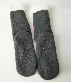 Joia Charcoal Holiday Sloth Non Slip Fuzzy Socks Accessories