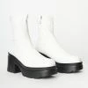 Faire (The Fashion Shop) White Leatherette Combat Boots Shoes