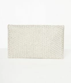 Ricki Designs Silver Beaded Evening Envelope Clutch