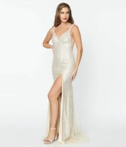 May Queen Inc. Clothing Champagne Beaded Deco Harlow Wedding Dress