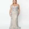 May Queen Inc. Clothing Plus Size 1930s Style Nude & Silver Deco Bridal Gown