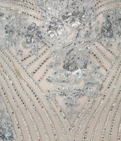 May Queen Inc. Clothing Plus Size 1930s Style Nude & Silver Deco Bridal Gown