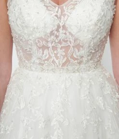 May Queen Inc. Ivory Floral Lace & Tulle Wedding Ball Gown