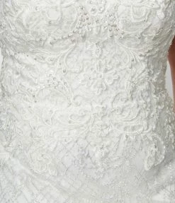 May Queen Inc. Clothing Vintage Inspired Plus Size White Floral Mermaid Wedding Dress