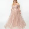 May Queen Inc. 1950s Style Plus Size Rose Gold Floral Embroidered Ball Gown Wedding