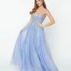 May Queen Inc. Bridesmaid Dresses Light Blue Floral Chiffon Ball Gown