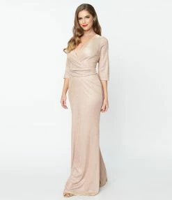 May Queen Inc. Rose Gold Glitter Mother Of The Bride Dress