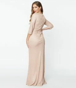 May Queen Inc. Rose Gold Glitter Mother Of The Bride Dress