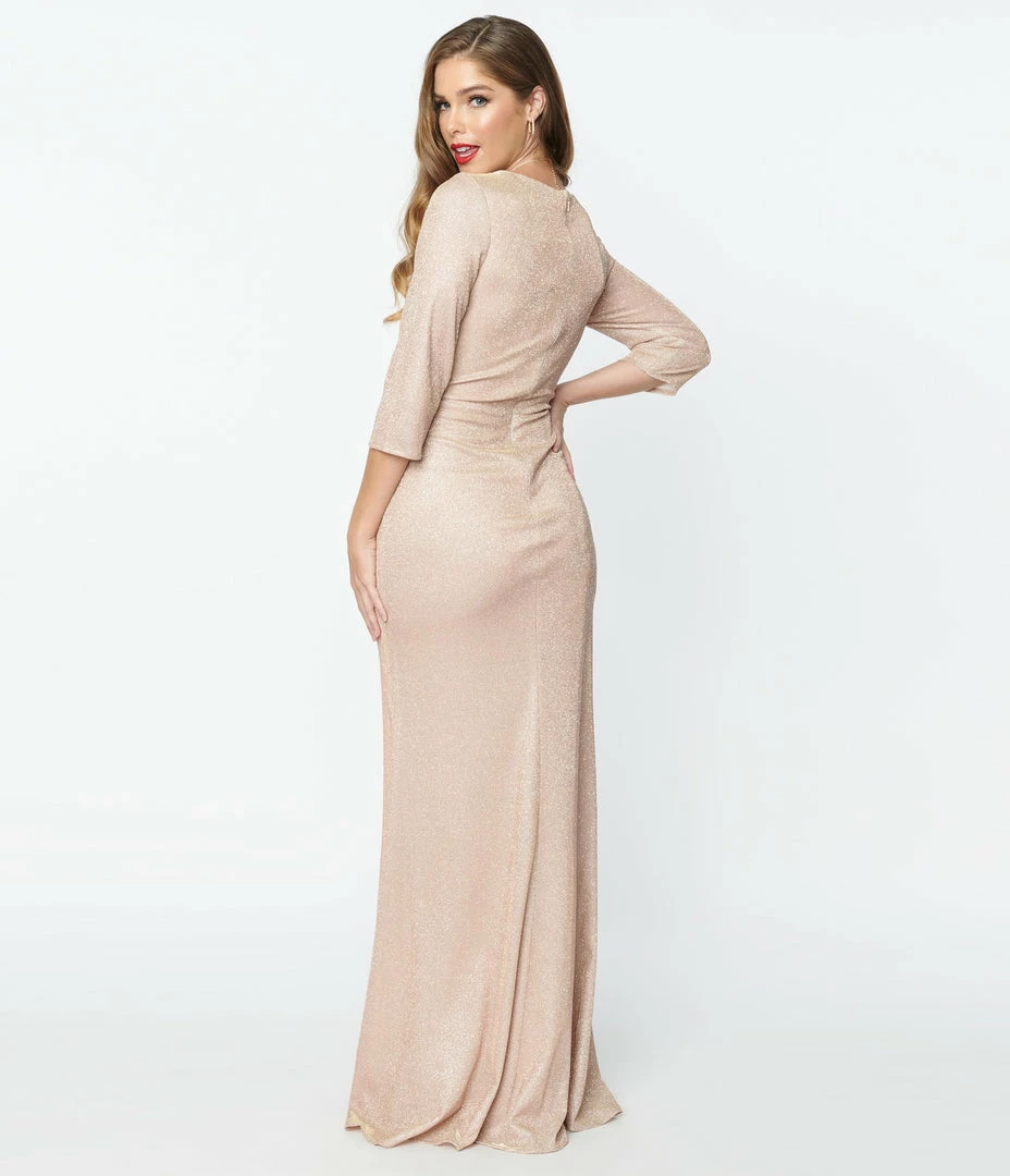May Queen Inc. Rose Gold Glitter Mother Of The Bride Dress