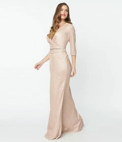 May Queen Inc. Rose Gold Glitter Mother Of The Bride Dress