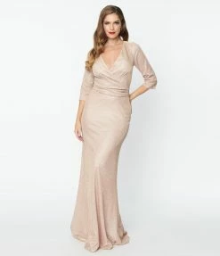 May Queen Inc. Rose Gold Glitter Mother Of The Bride Dress