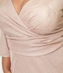 May Queen Inc. Plus Size Rose Gold Glitter Mother Of The Bride Dress