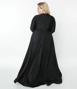 May Queen Inc. Plus Size Black Long Sleeve Sophisticated Goddess Gown