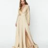 May Queen Inc. Wedding Champagne Long Sleeve Sophisticated Goddess Gown