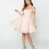 May Queen Inc. Blush Pink Floral Off The Shoulder Dress