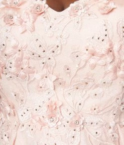 May Queen Inc. Plus Size Blush Pink Floral Off The Shoulder Dress