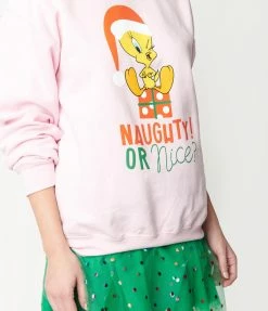 Looney Tunes X Unique Vintage Tweety Naughty Or Nice Sweatshirt Clothing