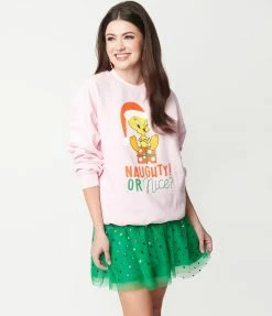 Looney Tunes X Unique Vintage Tweety Naughty Or Nice Sweatshirt Clothing