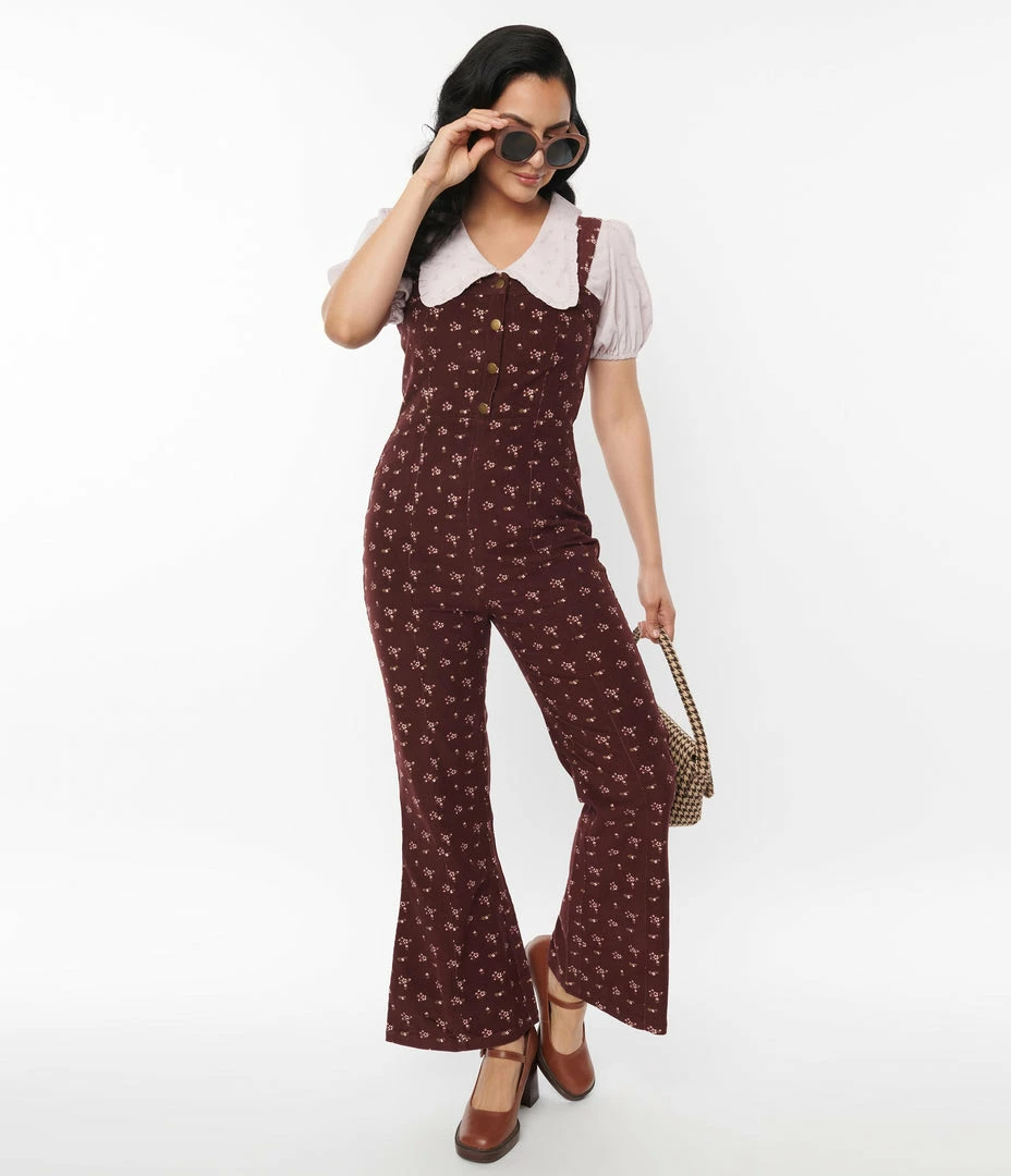 SHEEN Clothing Ltd Burgundy Floral Irie Jumpsuit