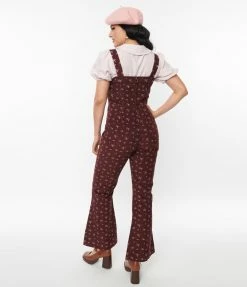 SHEEN Clothing Ltd Burgundy Floral Irie Jumpsuit